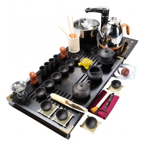 茶具茶台一整套功夫套装全自动实木茶盘茶道泡茶壶杯玻璃配件家用